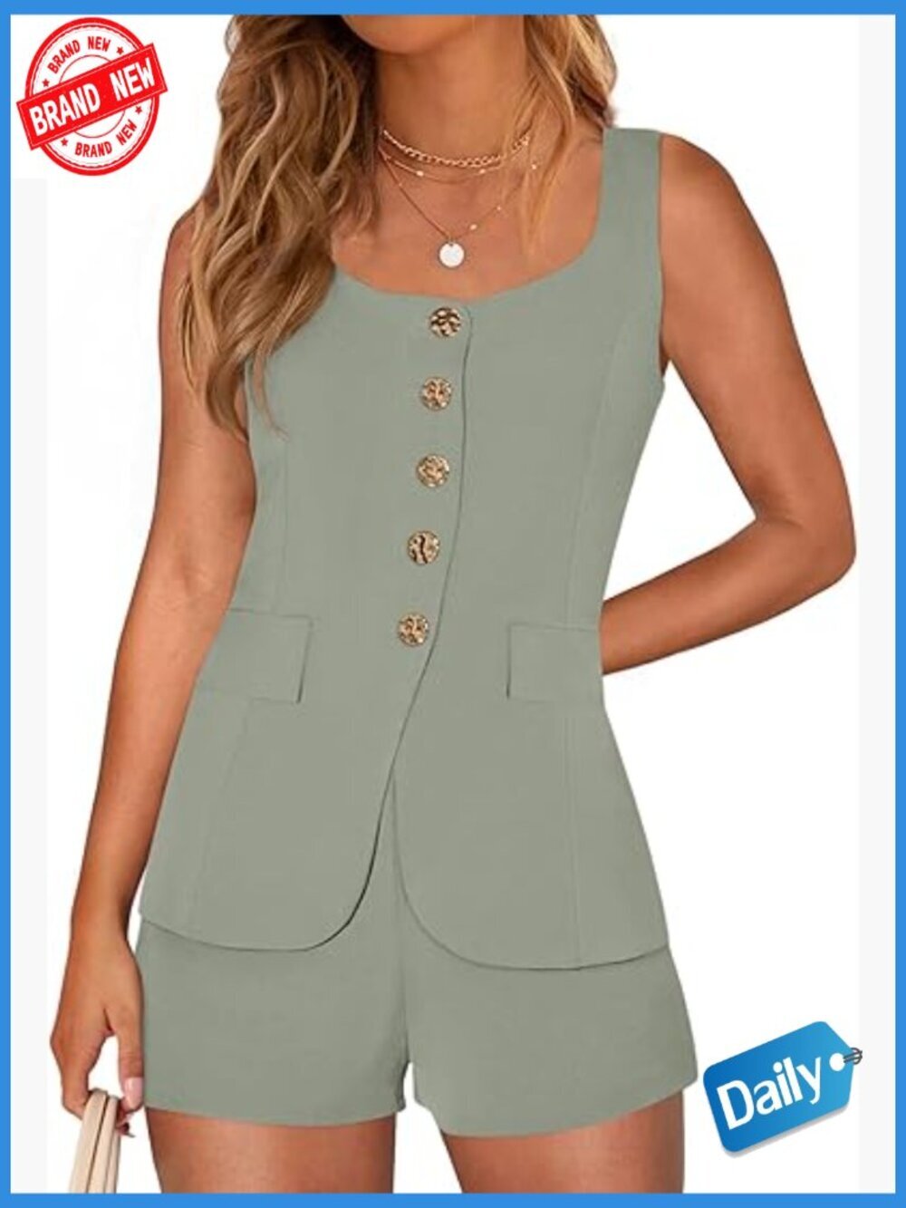 Women's 2 Piece Vest Top & Shorts Set Summer Business Casual